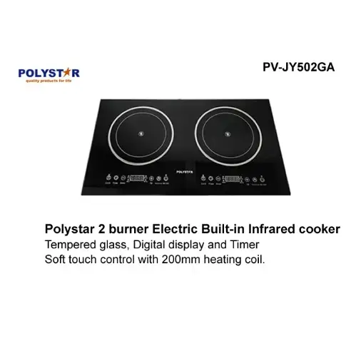 2 Burner Polystar Electric Digital Display Built-In Infrared Cooker