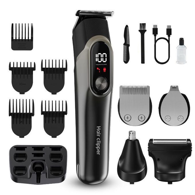 Dou-Color Men's Cordless Hair Clipper & Multi-Grooming Kit With Lcd Display