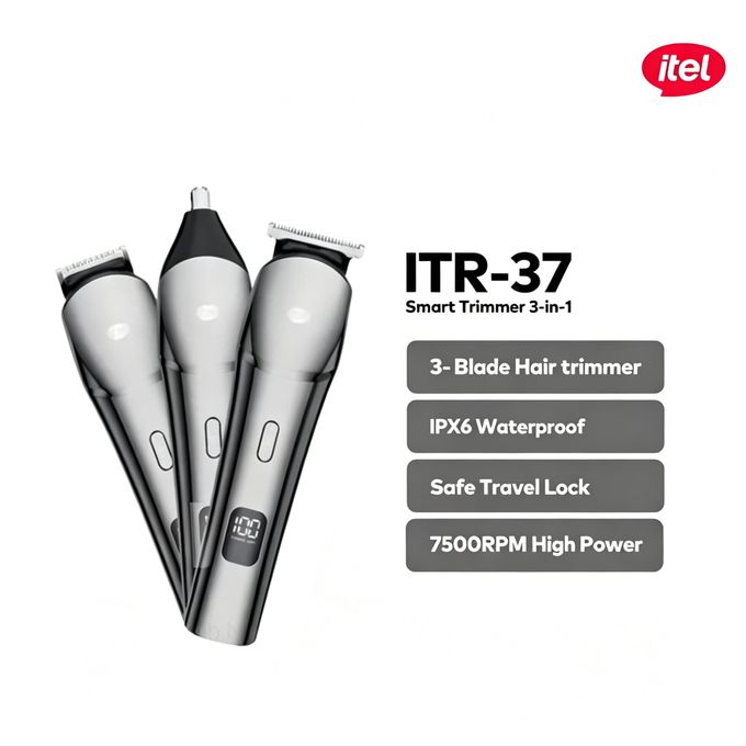 Itel 3-In-1 Cordless Hair Trimmer Set (Interchangeable Blades, Ipx6 Waterproof)