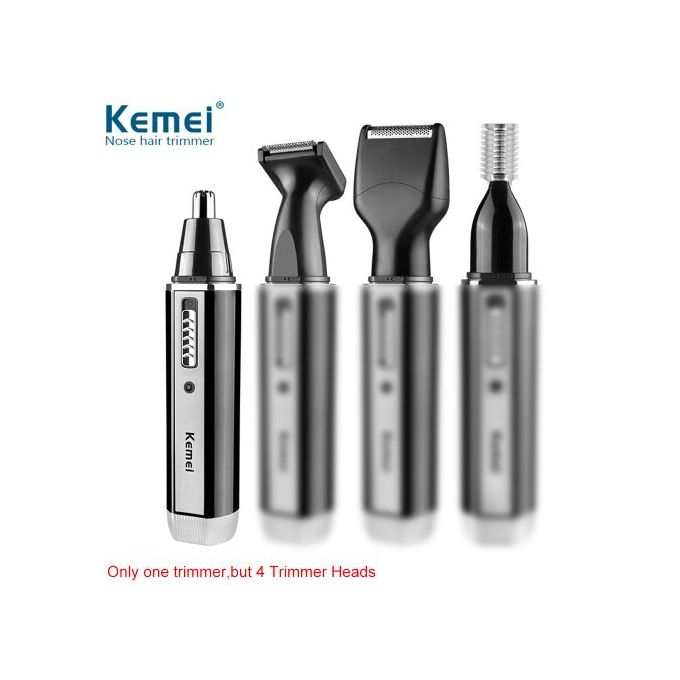 Kemei 4-In-1 Nose, Ear, And Eyebrow Hair Trimmer (Usb Rechargeable)