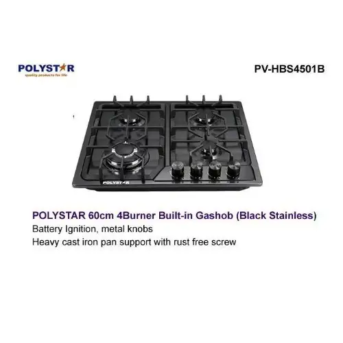 Polystar 4 Burner Gas Cooker Hob Pv-Hbs4501B