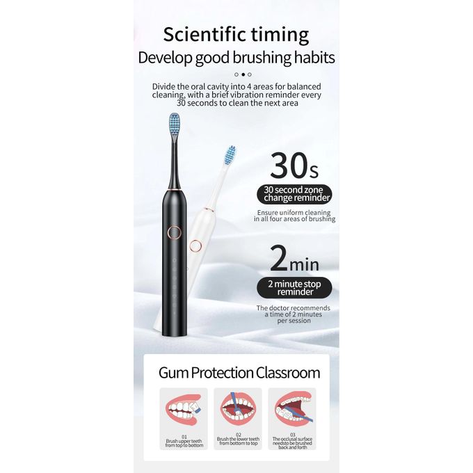 Deep Clean Fully Automatic 4-Wave Soft-Bristled Intelligent Electric Toothbrush (Black) thumbnail 3