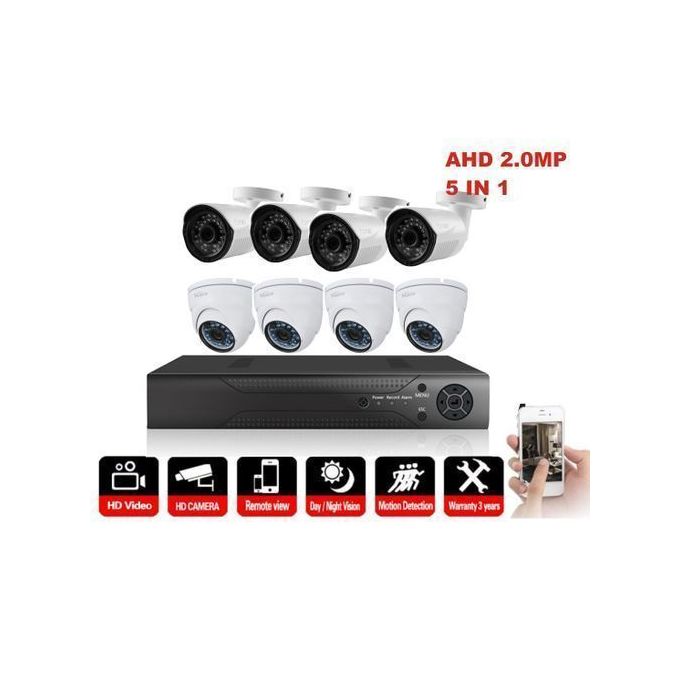 Super Quality 1080P Ahd 8-Channel Cctv Dvr System With Indoor & Outdoor Cameras