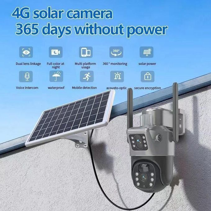 Cctv V380 Double-Lens 4G Solar Cctv Camera