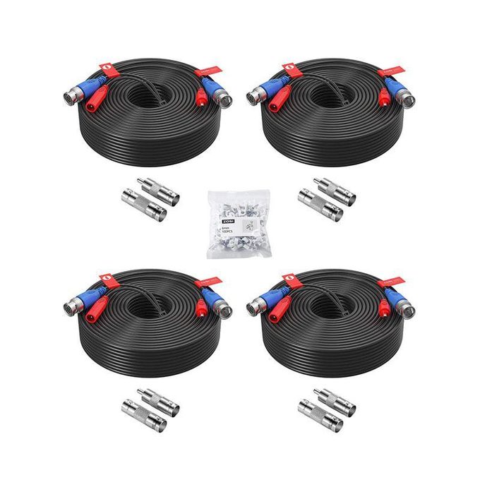 Zosi 4-Pack 100Ft/30M Security Cctv Video Power Cables (Bnc Extension Cord)