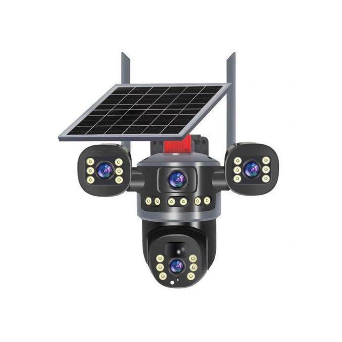 V380 Pro Dual-Lens 4G Sim Card 360-Degree Solar Cctv Camera (3-Screen Display)