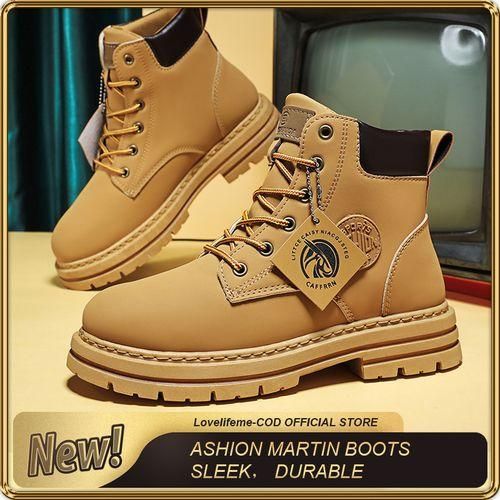 Ashion Big Size Men's Pu Leather Martin Boots Camel Chocolate