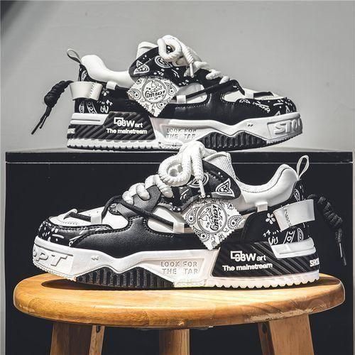 Alagzi 2025 Men's Trendy Board Shoes Black & White