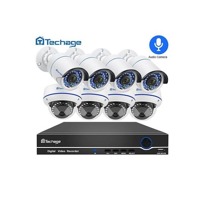 8Ch 1080P 2Mp Audio Sound Cctv Kit (4 Indoor & 4 Outdoor Cameras With 2Tb Storage)