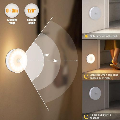 2 Pcs 1W Led Rechargeable Motion Sensor White Light With Switch thumbnail 3