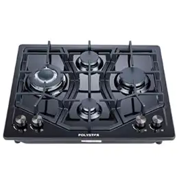 Polystar 4 Burner Gas Hob Stainless Steel - Black - 60Cm