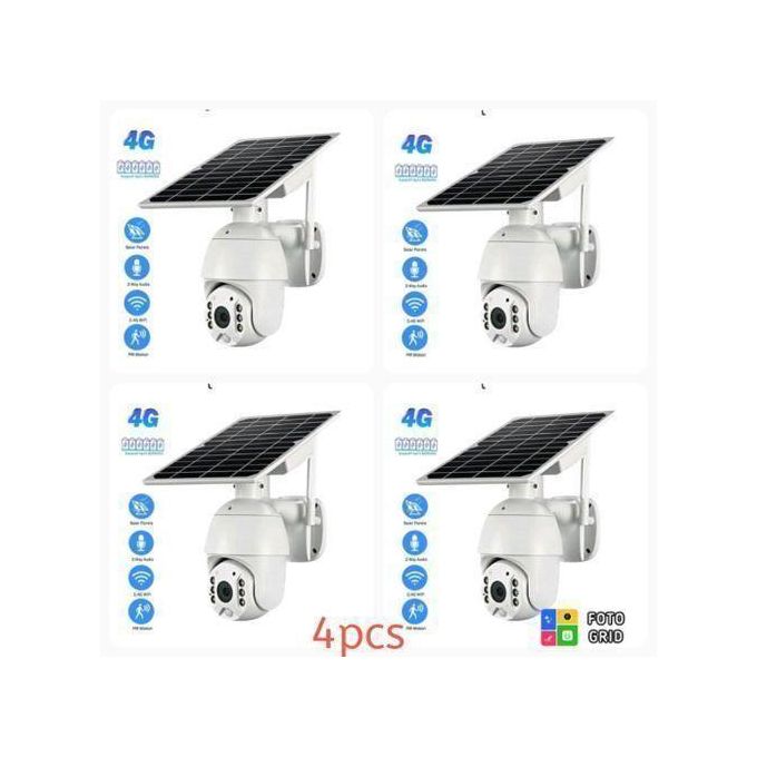 4-Pack Solar 4G Sim Card Ptz Security Cameras (Wireless Connection)