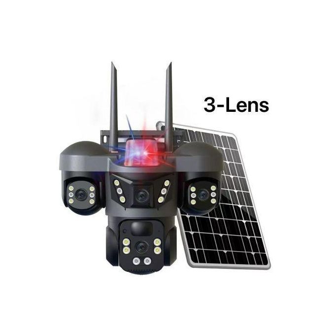 3-Lens 4G Solar Cctv Camera (Wireless Outdoor Ptz Security Camera With Free Sim Card)