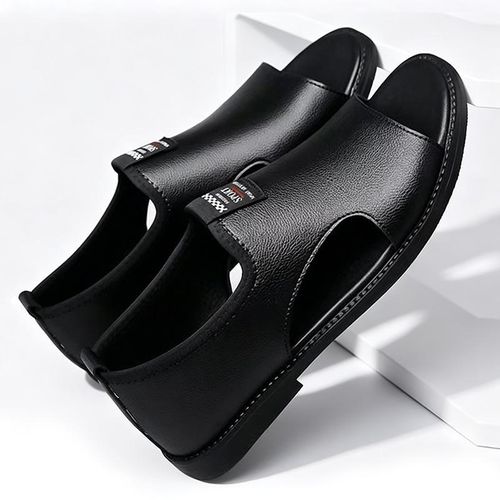Shjo Men's Summer Beach Pvc Lightweight Black Sandals thumbnail 2