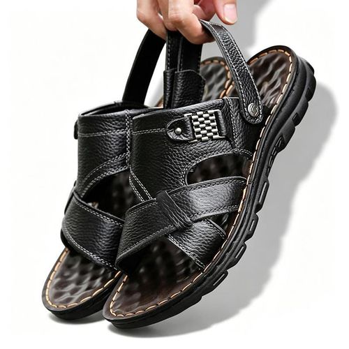 Shjo Men's Summer Outdoor Pvc Lightweight Black Sandals