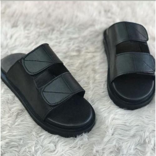 Solid Slides Black Pam Slippers Palm