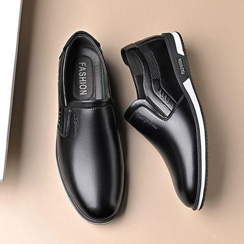 Galuin Men's Casual Breathable Black Leather Shoes thumbnail 3