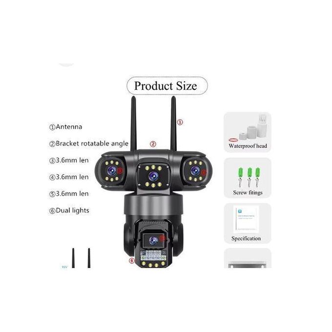 Sky Vision Solar Powered Triple Lens Ptz Cctv Camera (V380)