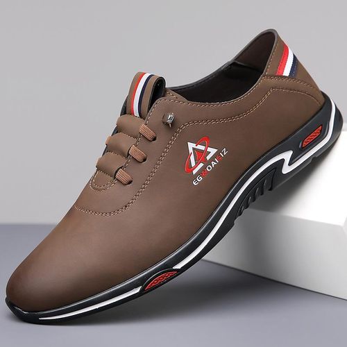Aidailu Men's Loafers Soft Sole Casual Leather Shoes Brown