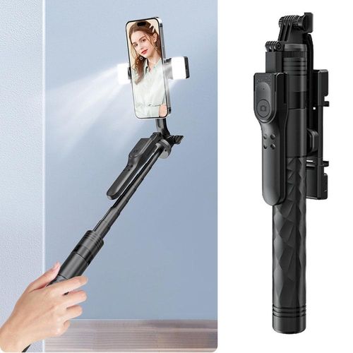 Handheld Selfie Stick With Fill Light & Bluetooth 5.2 (Black)