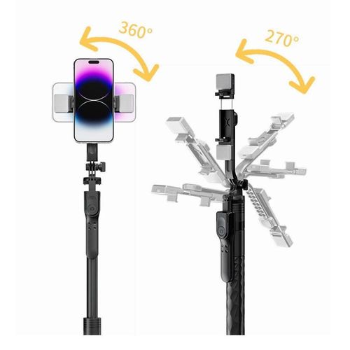 Handheld Selfie Stick With Fill Light & Bluetooth 5.2 (Black) thumbnail 2