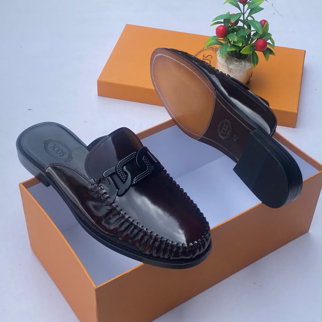 Tod's Patent Leather Double T Mule Loafers
