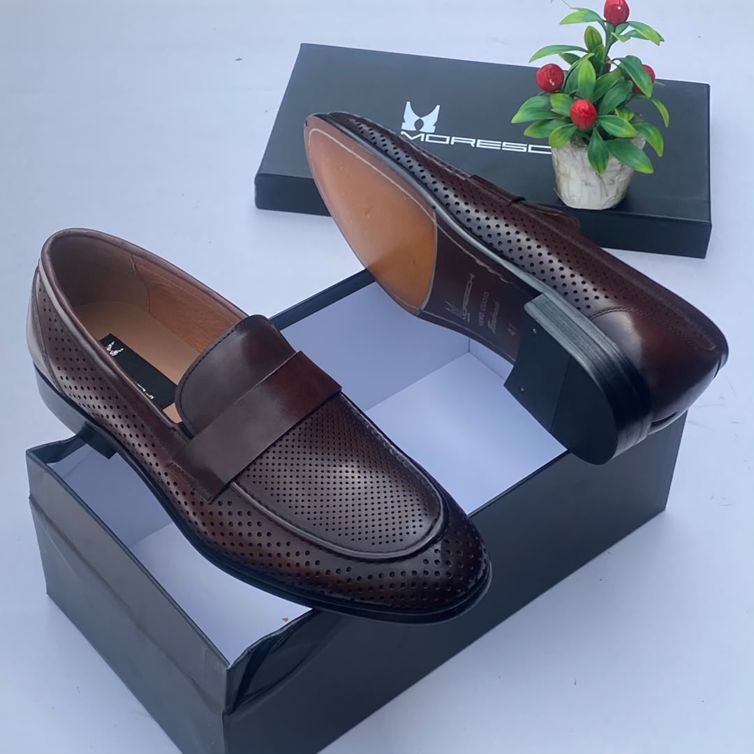 Moreschi Perforated Leather Penny Loafers thumbnail 2