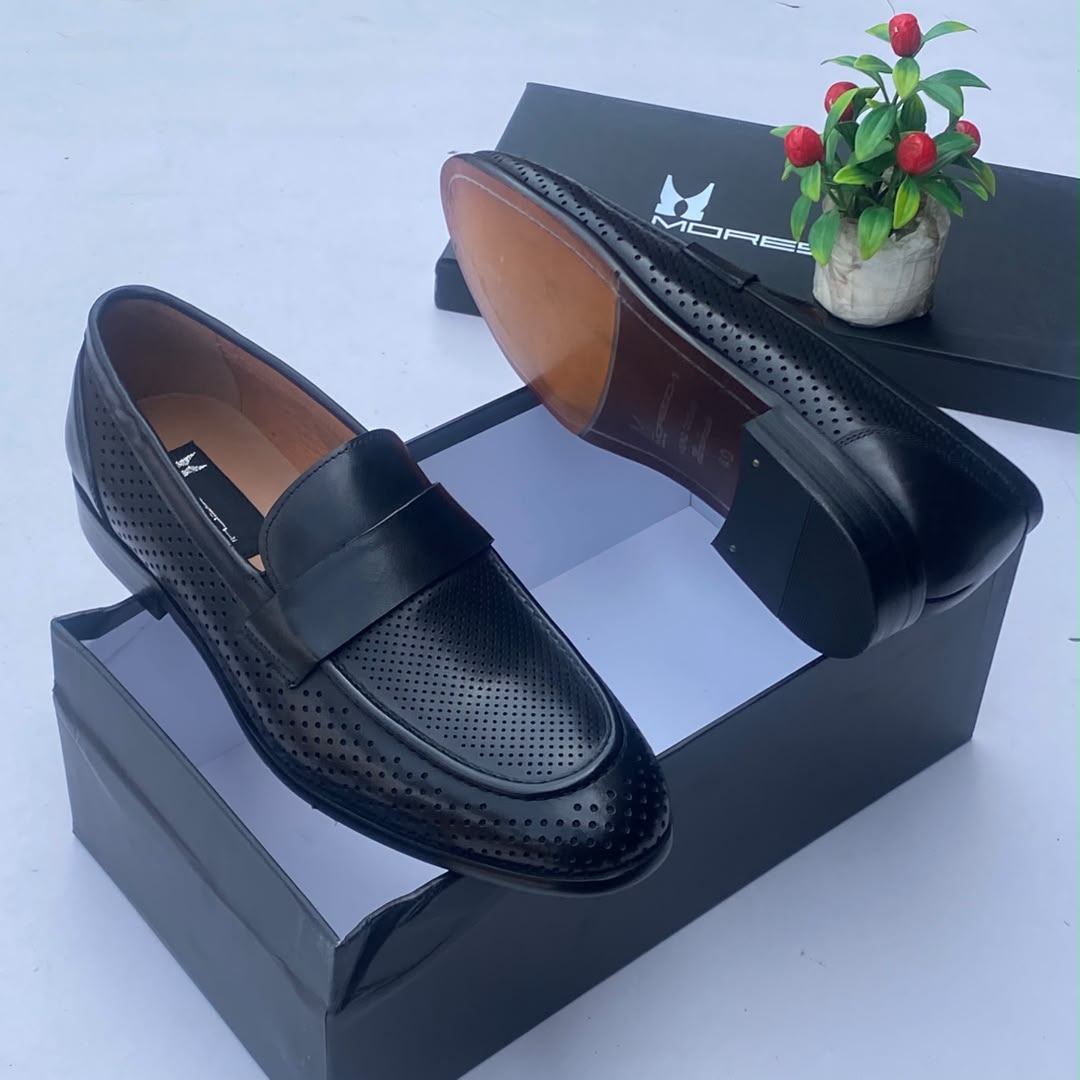 Moreschi Perforated Leather Penny Loafers