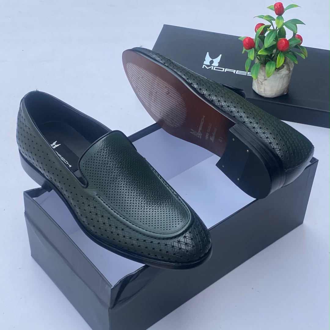 Moreschi Woven Perforated Leather Slip-On Loafers