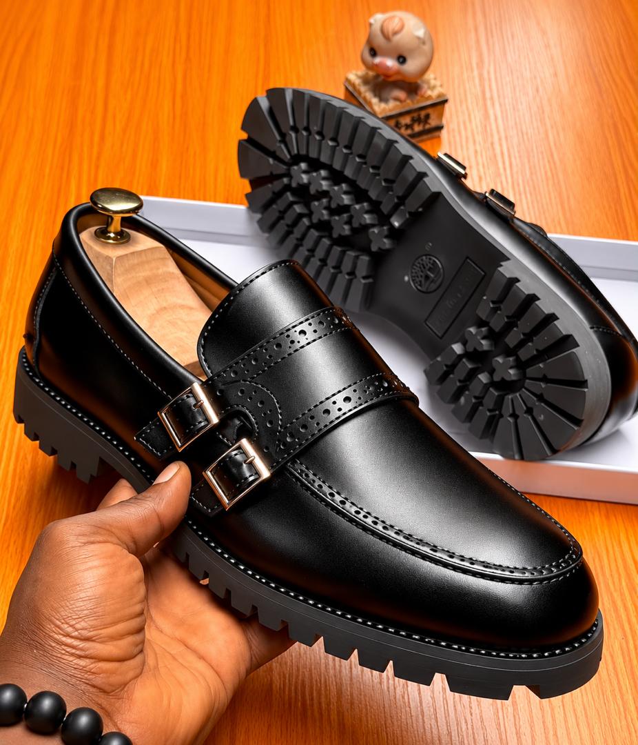 Men’s Tan Leather Horsebit Moc-Toe Loafers – Smart Casual Chunky Platform Lug Sole Shoes